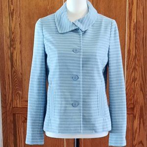 Talbots Aqua with White Stripe Nautical Themed Jacket